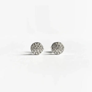 14K Solid Gold round Pave Diamond Studs