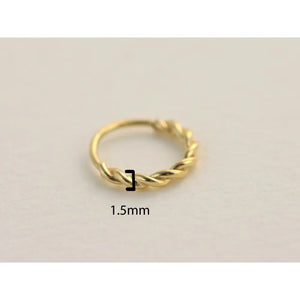 14K Solid Gold Snug Fit Helix Hoop - Elegant Tragus Cartilage Piercing Ring.