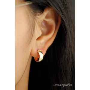 14K Solid Gold Thick Hoops, Real Gold Hoop Earrings, Everyday Minimalist Hoop Earrings, Gold Thick Hoops, Chunky Gold Hoops, 10Mm Gold Hoops