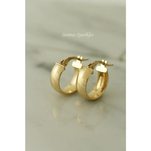 14K Solid Gold Thick Hoops, Real Gold Hoop Earrings, Everyday Minimalist Hoop Earrings, Gold Thick Hoops, Chunky Gold Hoops, 10Mm Gold Hoops