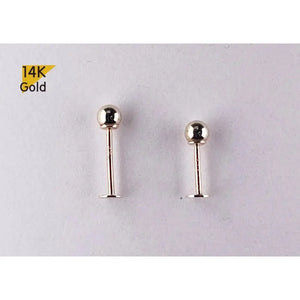 14K Solid Gold Thin Circle Earrings - 3mm & 4mm Piercing with Screw Ball Ends, Available in 4mm, 6mm & 8mm Post Barbell.