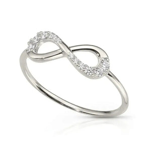 14K White Gold Diamond Infinity Ring - 0.14Ctw Elegant Forever Love Gift for Her, Perfect for Anniversaries & Everyday Wear.