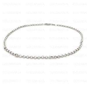 14K White Gold round Link Anklet - 2.0Mm, 10 Inch