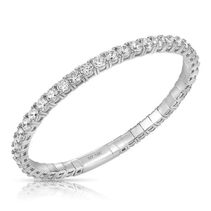 14K White Gold Tennis Bangle Bracelet, with Simulated Diamonds, 7In