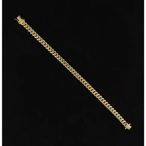 14K Yellow Gold 5.8Mm Miami Cuban Chain Bracelet Box Clasp Lock Real 14K Yellow Gold, Men and Women,14K Gold Bracelet, 14K Gold Miami Cuban
