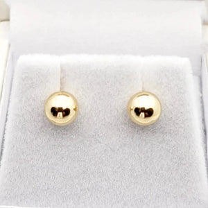 14K Yellow Gold Ball Stud Earrings, 6Mm Dainty Gold Studs