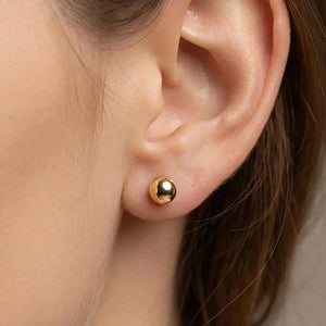14K Yellow Gold Ball Stud Earrings, 6Mm Dainty Gold Studs