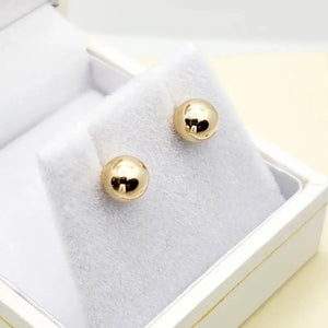 14K Yellow Gold Ball Stud Earrings, 6Mm Dainty Gold Studs