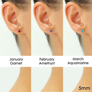 14K Yellow Gold Birthstone Stud Earrings, Screw-Back, 5Mm
