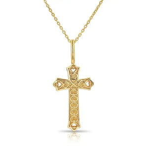 14K Yellow Gold Classic Cross Pendant Necklace - Timeless Elegance for Every Occasion.