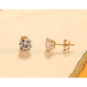 14K Yellow Gold Classic Solitaire Stud Earrings with Pushbacks