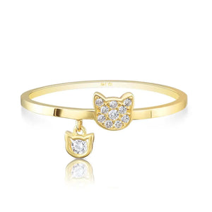 14K Yellow Gold Cute Kitty Ring – Perfect Gift for Cat Lovers Birthdays, Anniversaries & Everyday Wear.