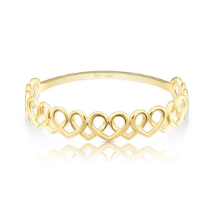 14K Yellow Gold Dainty Heart Link Ring