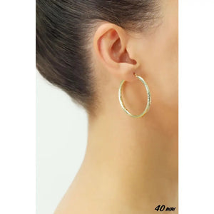 14K Yellow Gold Hand Engraved round Hoop Earrings, Full Diamond-Cut Hoops, Bold & Classy 3Mm, Designed in New York City, by TILO Jewelry