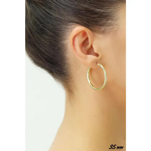 14K Yellow Gold Hand Engraved round Hoop Earrings, Full Diamond-Cut Hoops, Bold & Classy 3Mm, Designed in New York City, by TILO Jewelry