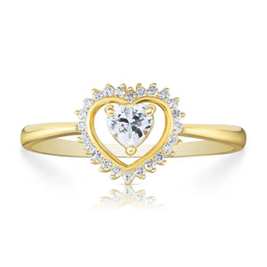 14K Yellow Gold Heart Halo Ring – The Perfect Romantic Gift for Anniversaries and Valentine's Day.