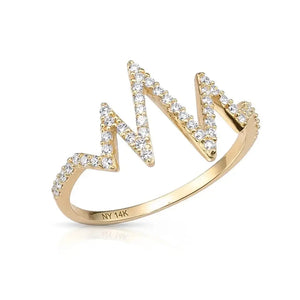 14K Yellow Gold Heartbeat Lab Diamond Ring - 0.21Ctw Meaningful Love Gift for Anniversaries & Valentine's Day.