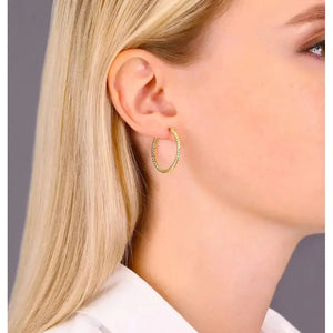 14K Yellow Gold Hoops with Spiral Diamond Cuts, the Twist Collection, 18Mm, 20Mm, 25Mm, 30Mm, Gifts for Her, Made by TILO Jewelry