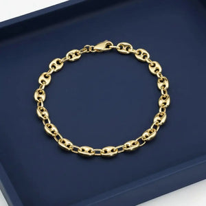 14K Yellow Gold Mariner Link Bracelet, 7.5"