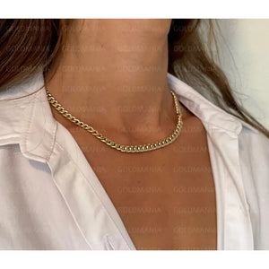 14K Yellow Gold Miami Cuban Link Chain Necklace: 16-14" Adjustable Curb Chain
