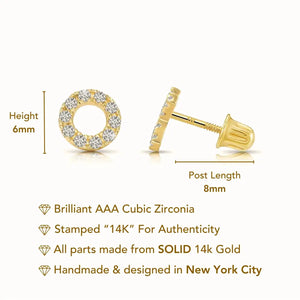 14K Yellow Gold XO Stud Earrings, Hugs and Kisses