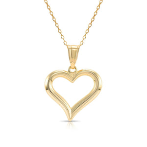 Elegant 14K Yellow Gold Heart Pendant Necklace with 18" Cable Chain.