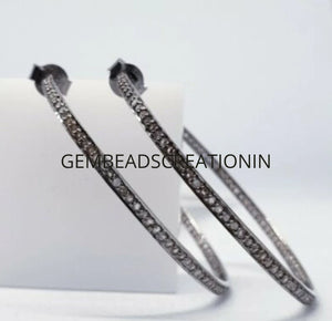 Elegant Pave Diamond Hoop Earrings: Handmade Sterling Silver Statement Jewelry for Special Occasions