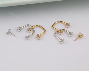 Waterproof 18G Titanium Flatback Front Back Earrings, Ear Jacket, Helix Stud, Tragus Stud, Daith Stud, Rook Stud