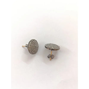 15Mm Pave Diamond Stud Earrings, Sterling Silver, Minimalist Modern Jewelry