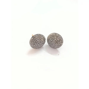 15Mm Pave Diamond Stud Earrings, Sterling Silver, Minimalist Modern Jewelry