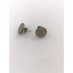 15Mm Pave Diamond Stud Earrings, Sterling Silver, Minimalist Modern Jewelry