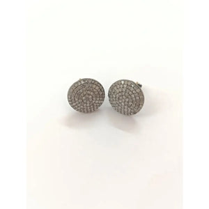 15Mm Pave Diamond Stud Earrings, Sterling Silver, Minimalist Modern Jewelry