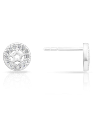 Stunning CZ Halo Star Stud Earrings in Elegant Sterling Silver.