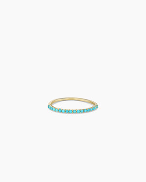 14K Gold Turquoise Row Ring