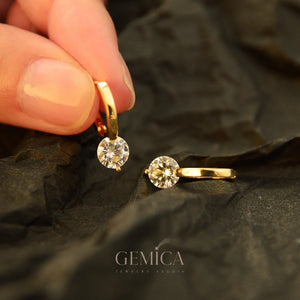 Dainty 14K Gold Vermeil CZ Diamond Huggie Hoops