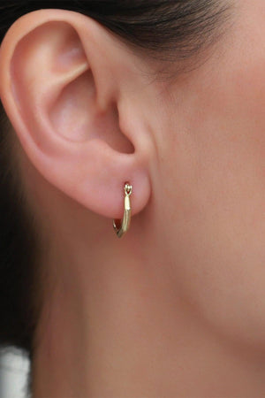 Dainty 14K Solid Gold Hexagon Hoop Earrings - Minimalist Tiny Geometric Jewelry.