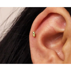 18G/16G Peridot Dainty Labret Cartilage Studs • Tragus Stud • Conch Earring • Helix • Cartilage Piercing • Minimalist • FLAT BACK