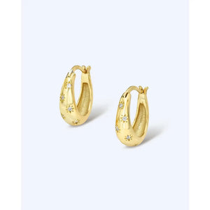 18K Gold Starburst Dome Huggie Earrings - Water Resistant & Hypoallergenic, Designed in LA.