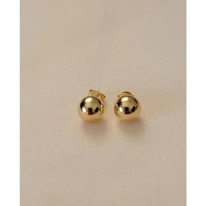 18K Yellow Gold Ball Stud Earrings, Lightweight