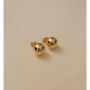 18K Yellow Gold Ball Stud Earrings, Lightweight