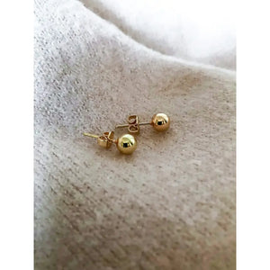 18Kt Gold Filled Ball Stud Earrings, Hypoallergenic, 6Mm