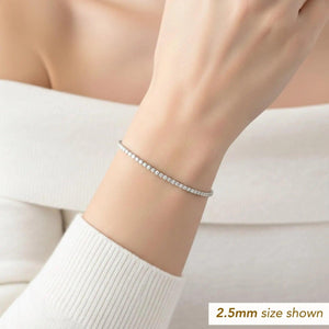 Elegant 14K Gold Sparkling Simulated Diamond Tennis Bracelet - Flexible Bangle Design.