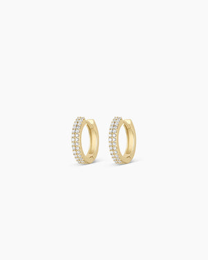 14K Diamond Double down Huggies