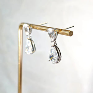 Dazzling 2.0 + 0.75 Carat Teardrop Cut Simulated Diamond Dangle Earrings Solid 925 Silver with 18K White Gold Plated | Wedding Jewelry