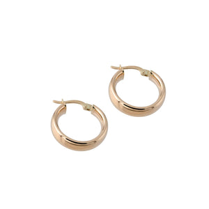 Radiant 14K Solid Yellow Gold 5mm Bold Hoop Earrings - Timeless Classic for Every Day.