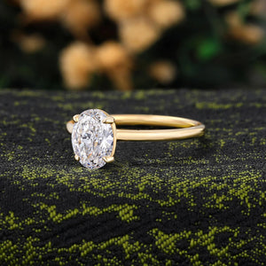 Oval Cut 1.5Ctw Lab Diamond Solitaire Ring - Yellow Gold Engagement