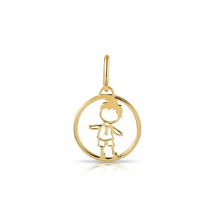 Enchanting 14K Yellow Gold Little Boy Pendant Necklace with 18" Elegant Chain.