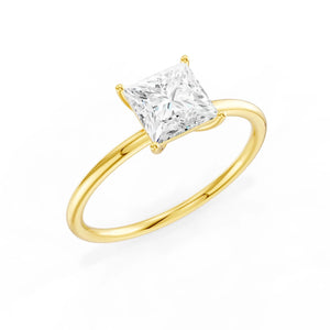 Stunning 10K Yellow Gold Princess Cut Diamond Solitaire Engagement Ring - The Perfect April Birthstone Gift for Her