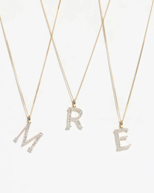 Exquisite Large Diamond Initial Pendant - Personalize Your Elegance.