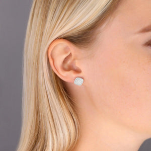 Sterling Silver CZ Pave Square Stud Earrings - Unisex Elegance.